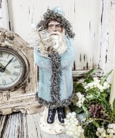 Soft Blue Velvet Belsnickel- Holiday Old World Santa