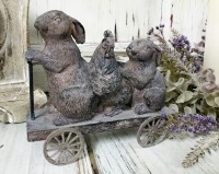 Spring Bunnies and Chicken on Cart 