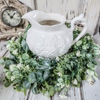Alder Eucalyptus & White Flower Large Candle Ring / Small Wreath