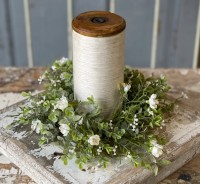 Petite Cream Flower Pillar Candle Ring
