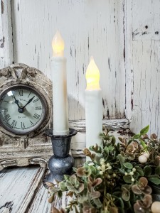 Ivory Flameless Timer Taper Candles Set of 2