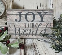 Joy to the World Holiday Message Block Sign - Farmhouse Home Decor