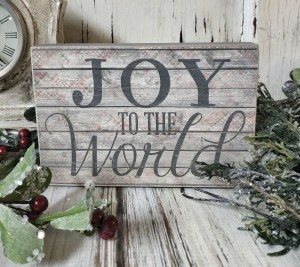 Joy to the World Holiday Message Block Sign - Farmhouse Home Decor