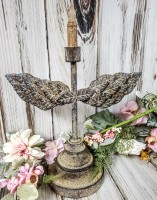 Angel Wing Taper Candle Holder...Rustic Vintage Farmhouse Style Decor