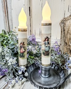 Vintage Summer Girl Set Handmade Timer Taper Candles