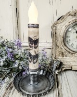 Vintage Inspired Blue Butterfly Handmade Flameless Timer Taper Candle 