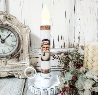 Santa with Pipe Handmade Christmas Timer Taper 