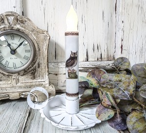 Vintage Brown Owl Handmade Timer Taper Candle