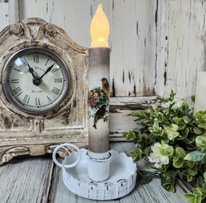 Vintage Inspired Birds & Nest Handmade Timer Taper Candle