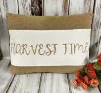 Harvest Time Burlap Autumn Home Decor Accent Pillow - Seasonal Farmhouse
