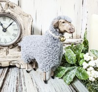 Large Grey Vintage Inspired German Sheep